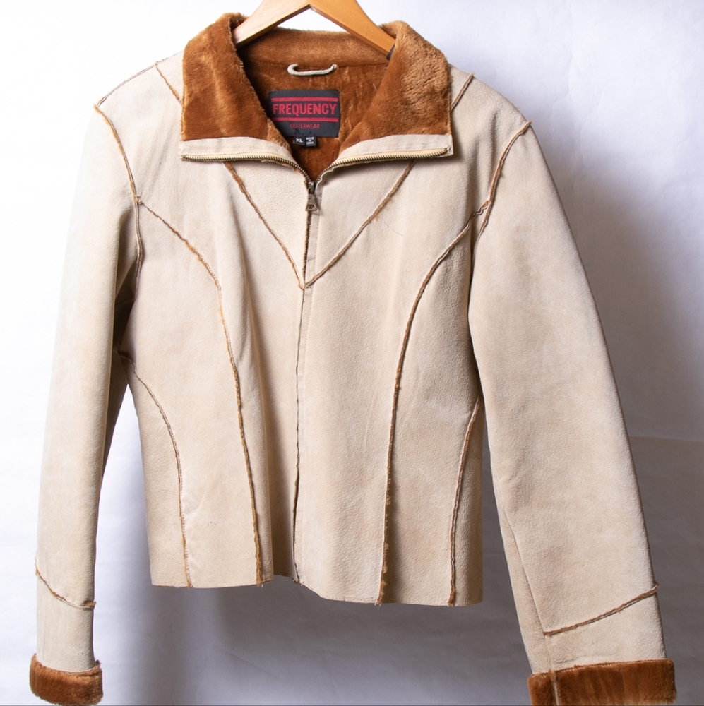 Women's Leather and faux fur lined coat